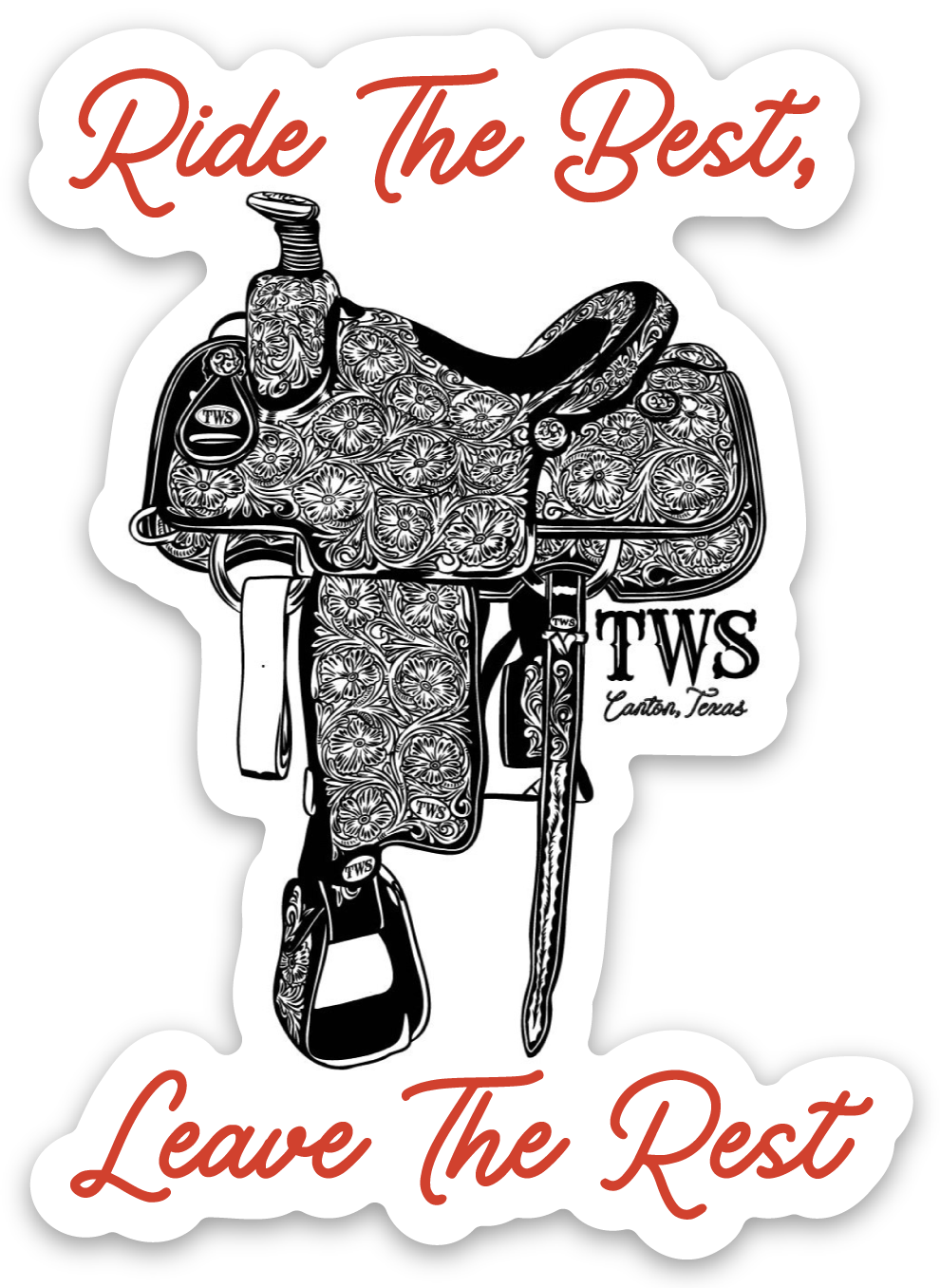 Slogan Tooled Saddle Sticker