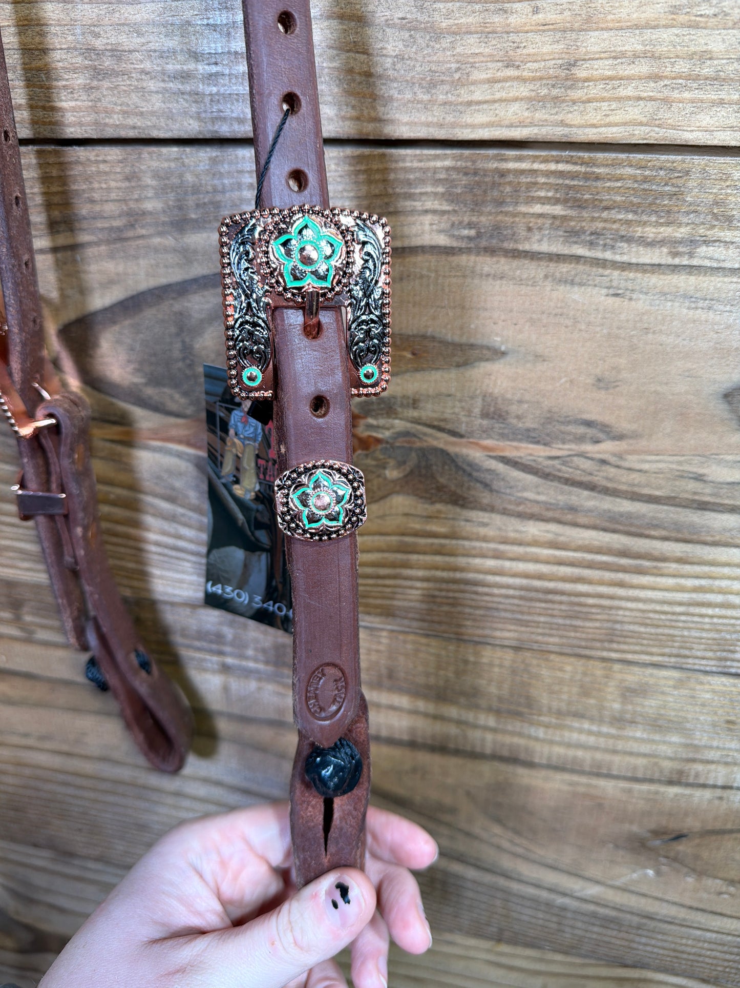 25 Headstall Cheaney QC Silver/ Copper Flower