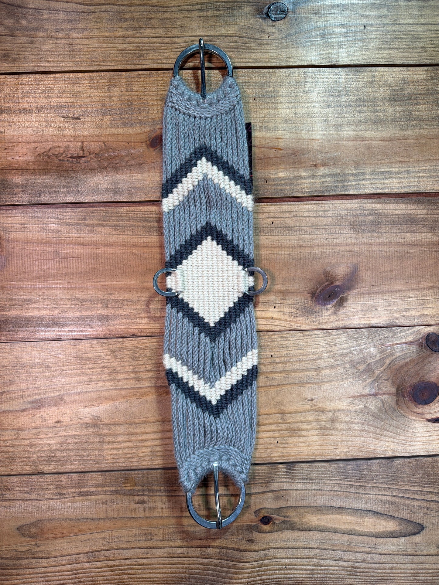 26" Hand Tied Mohair Cinch Gray w/ 2 Tone Gray Diamond