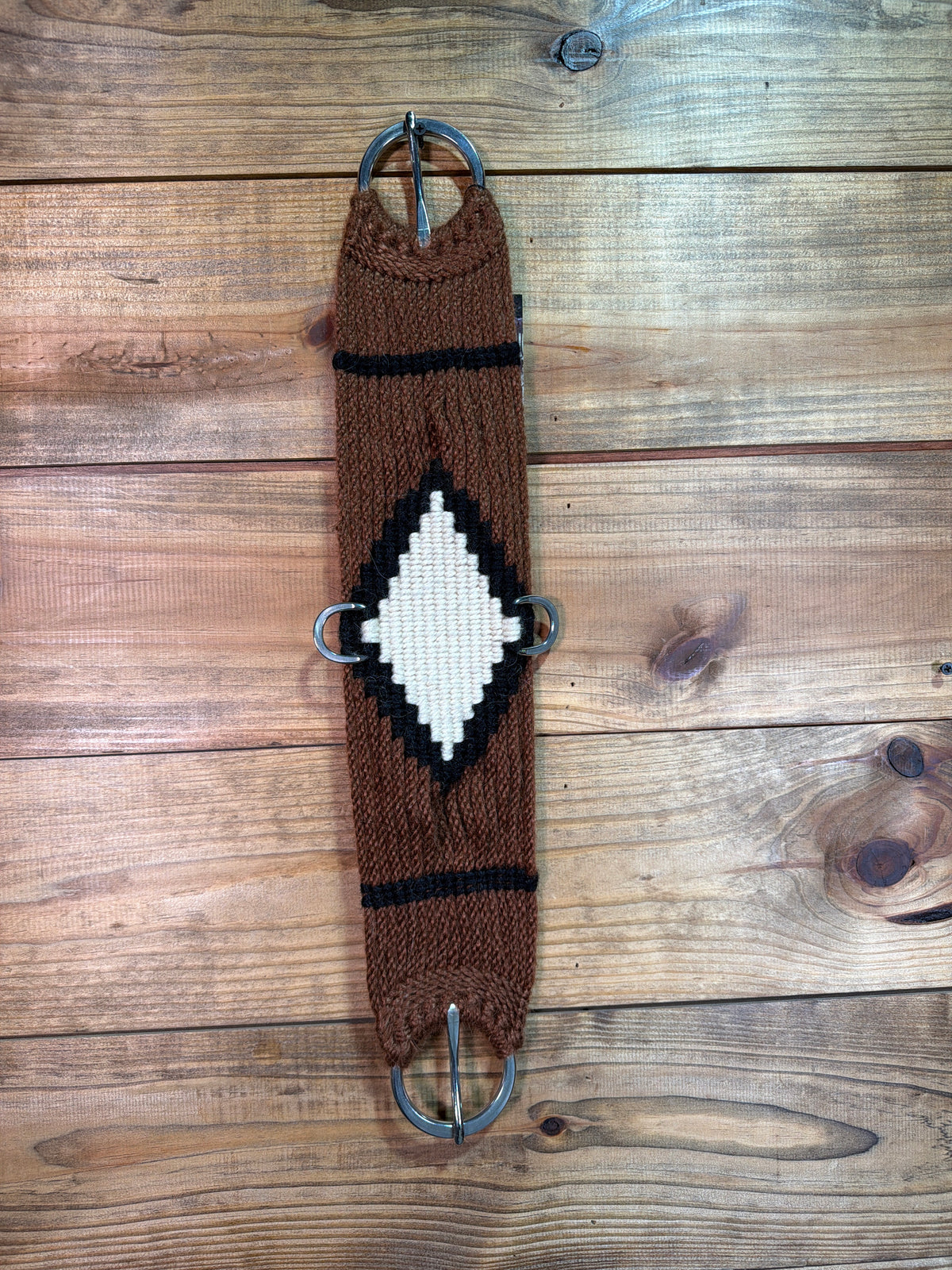 26" Hand Tied Mohair Cinch Brown w/ White Diamond