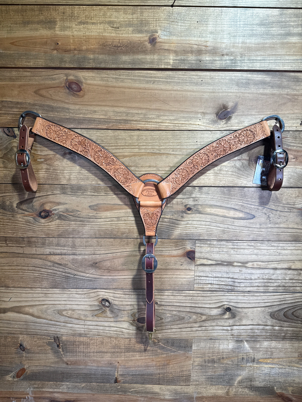 BC107 2" TWS Natural Tooled Breast Collar