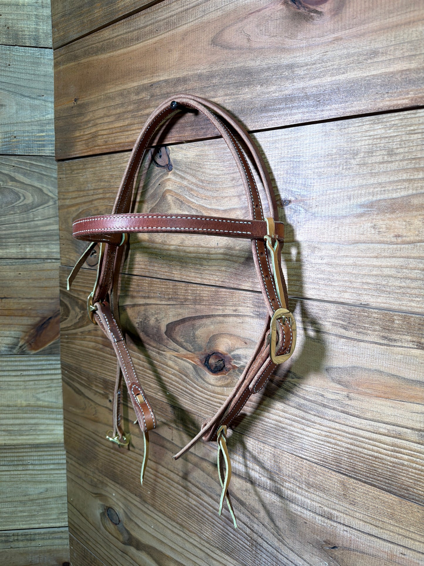 Double Stiched Browband Headstall w/ Brass Buckles