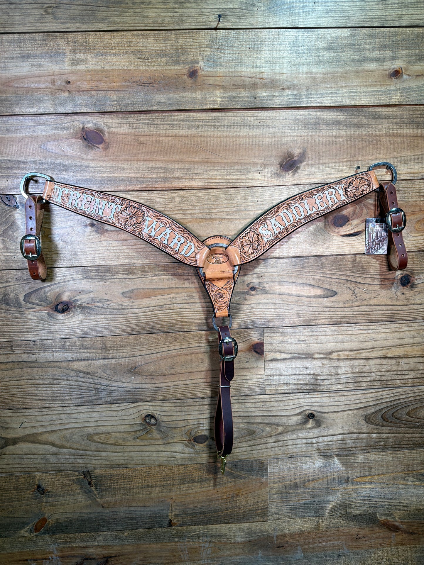 BC93 3" Antique Tooled TWS Breast Collar