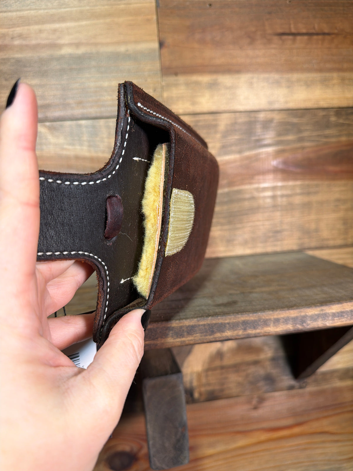 Chocolate Roughout Billet Phone Holder w/ Velcro Flap