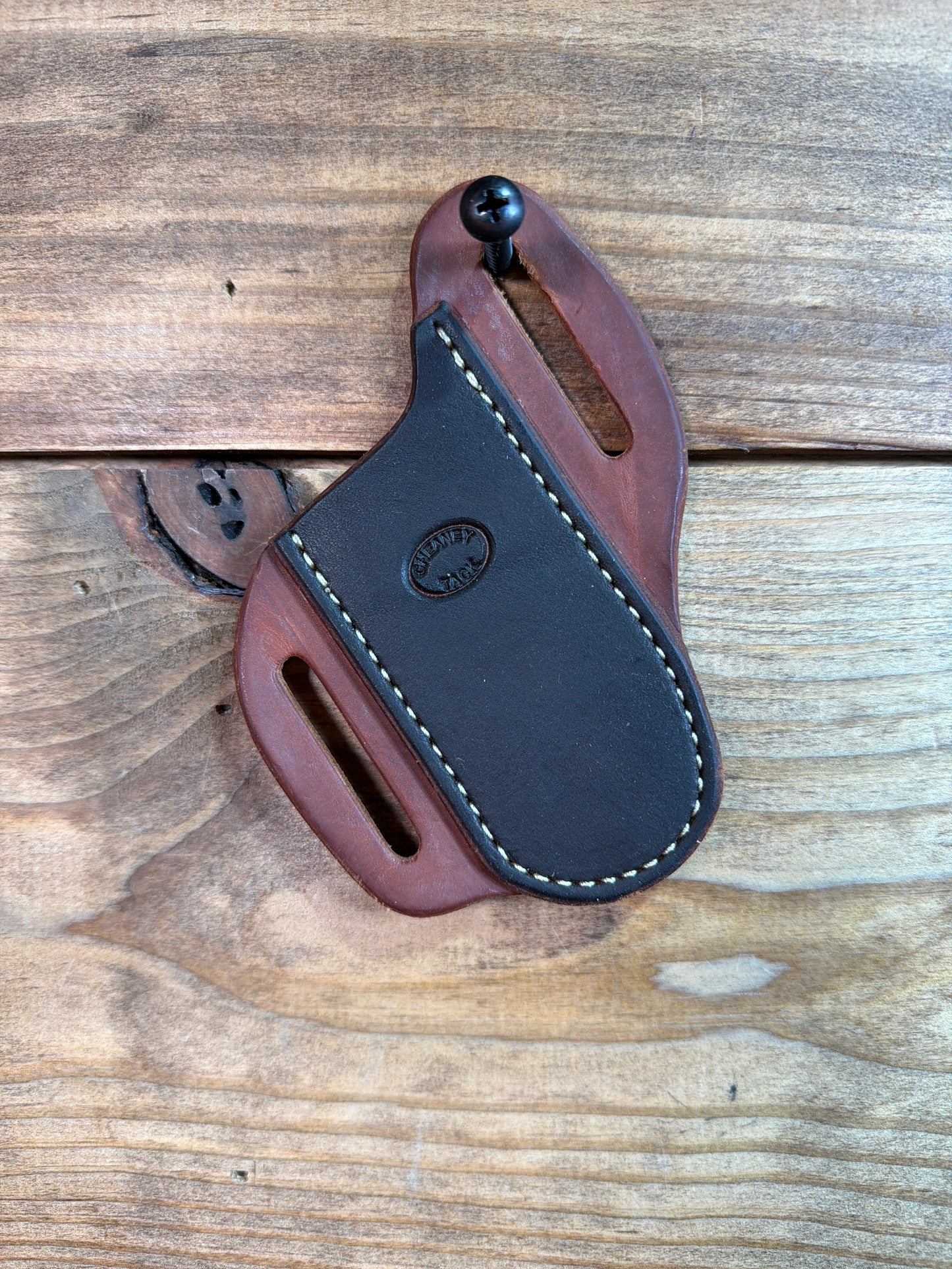 14 Cheaney 3" Knife Sheath Oiled Slick White Stitch