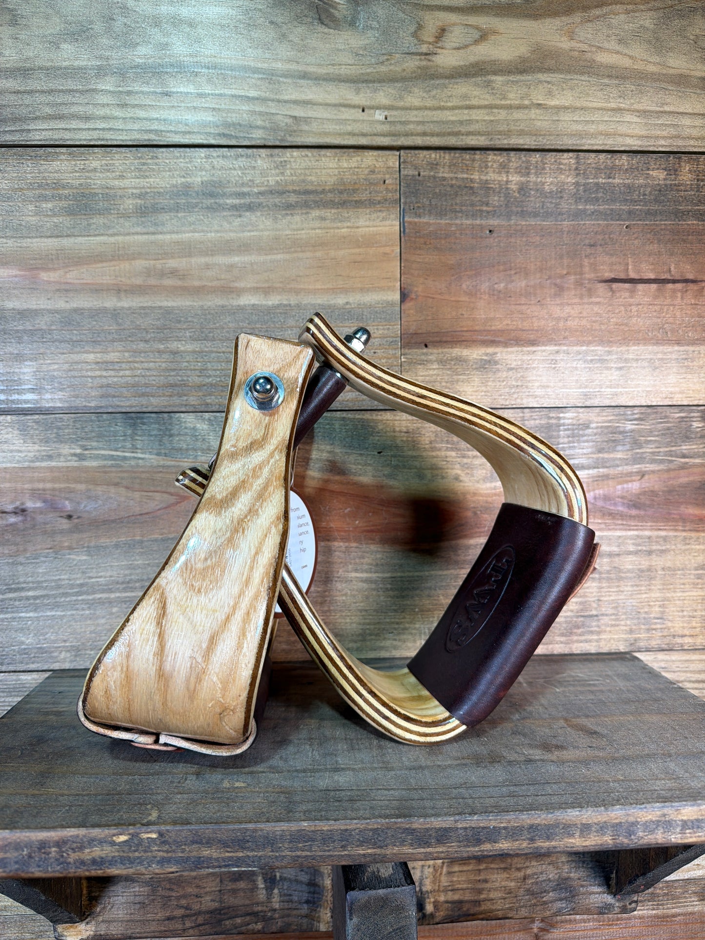 3" Maple Stained Wooden Crooked Stirrups