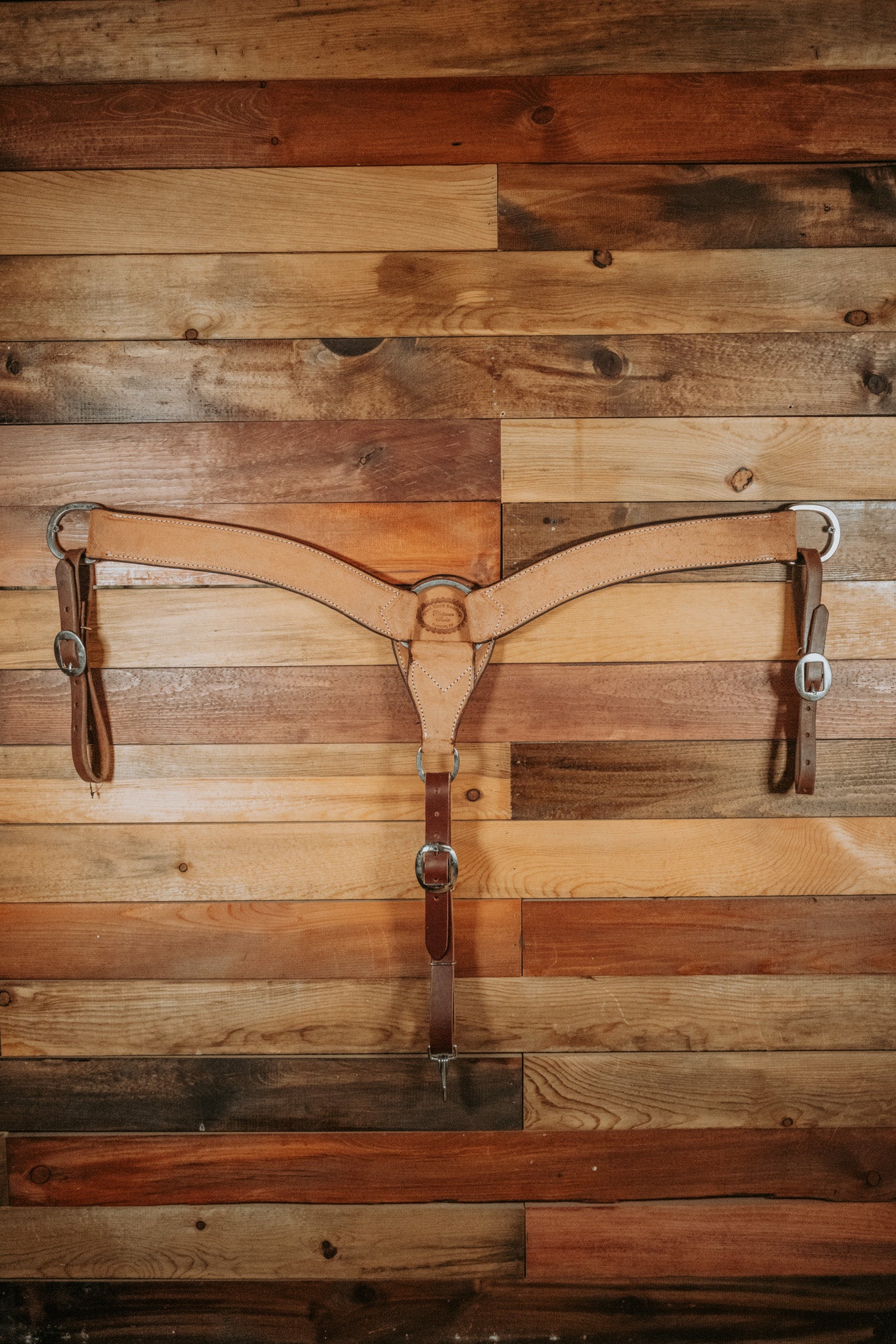 BC04 2" Trent Ward Saddlery 3 Piece Plain Roughout Breast Collar