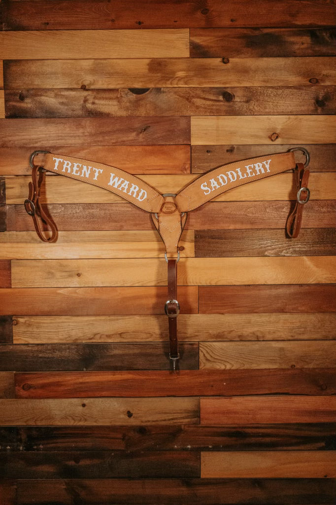 BC13 3" Trent Ward Saddlery 3 Piece Breast Collar White Letters