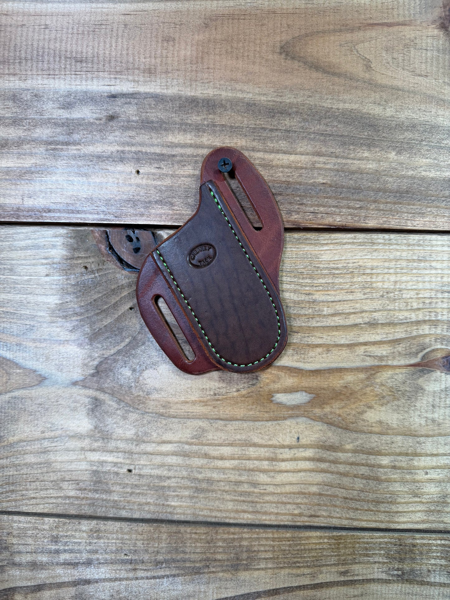 013 Cheaney 3 7/8" Knife Sheath Dark Oil Green Stitching