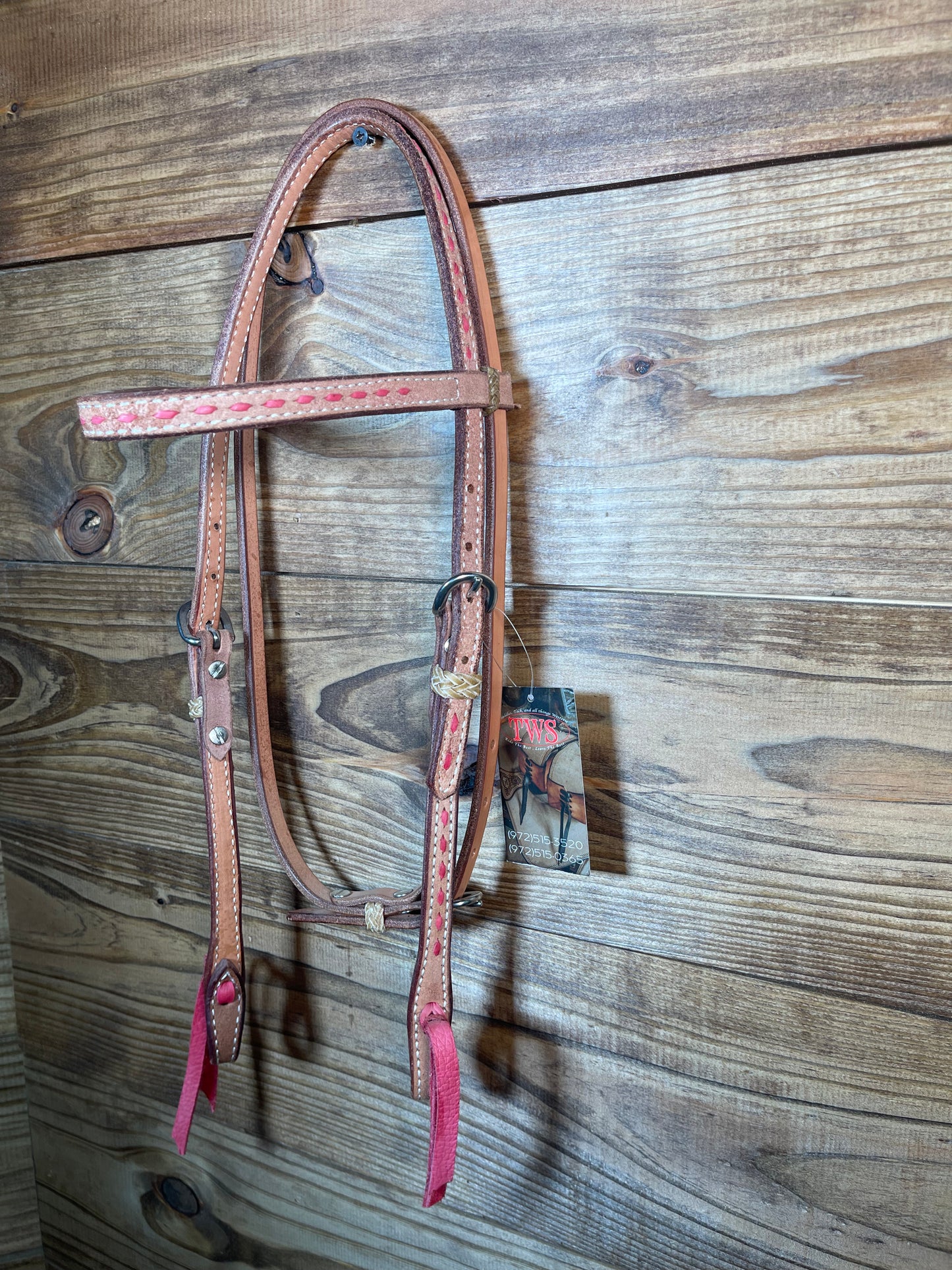Roughout Buckstitch Browband Pink