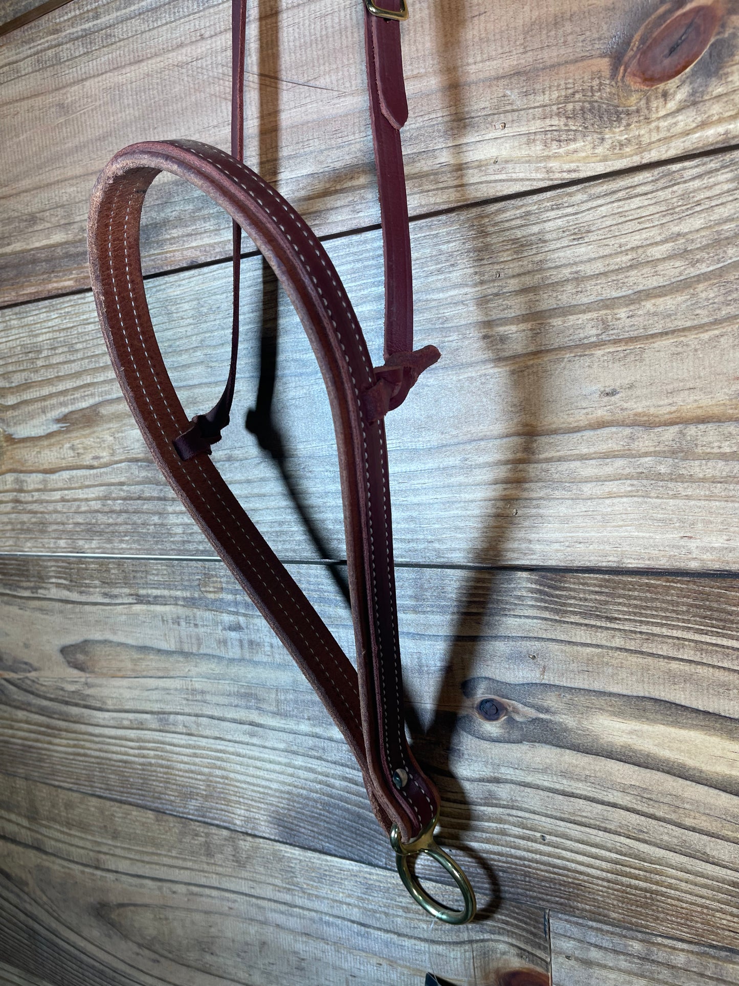 H901 Tie-Down Noseband Harness Leather w/ Latigo Overlay Noseband