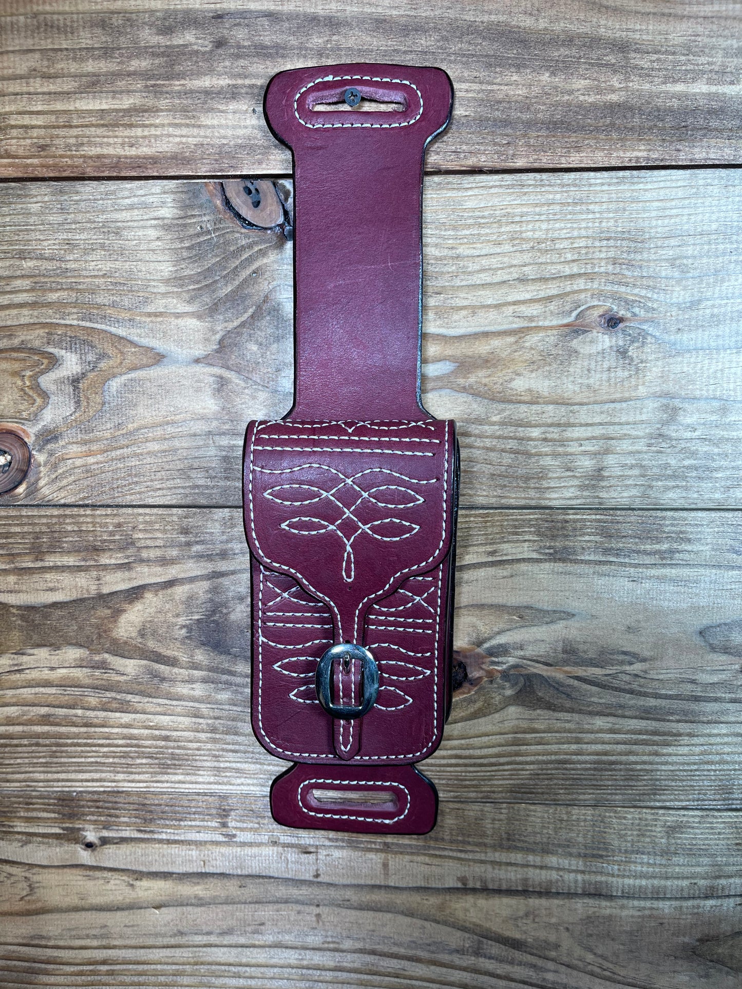 Billet Phone Holder Latigo w/ Boot Stitch