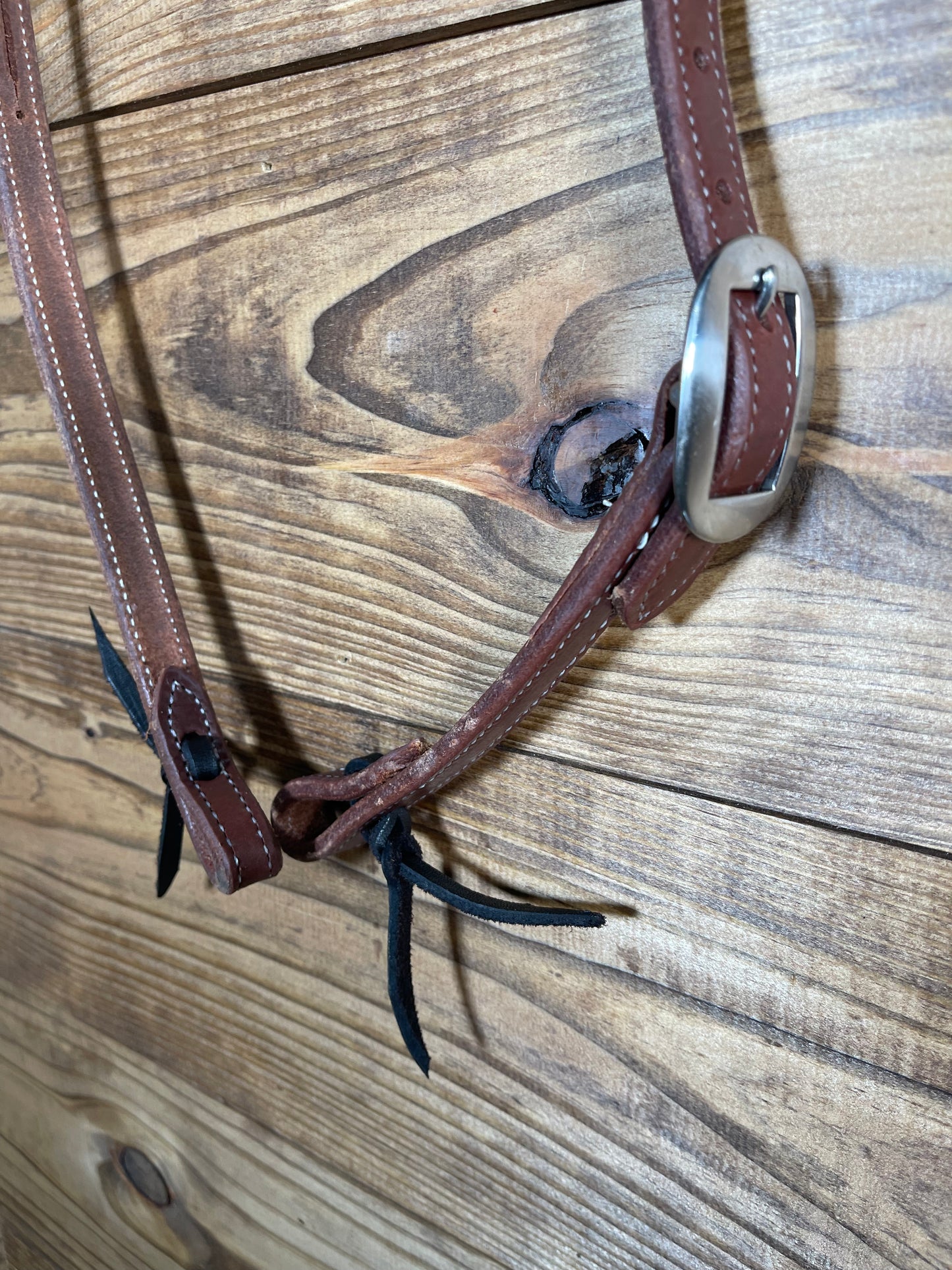 Dark Oil Split Ear Stitched Headstall