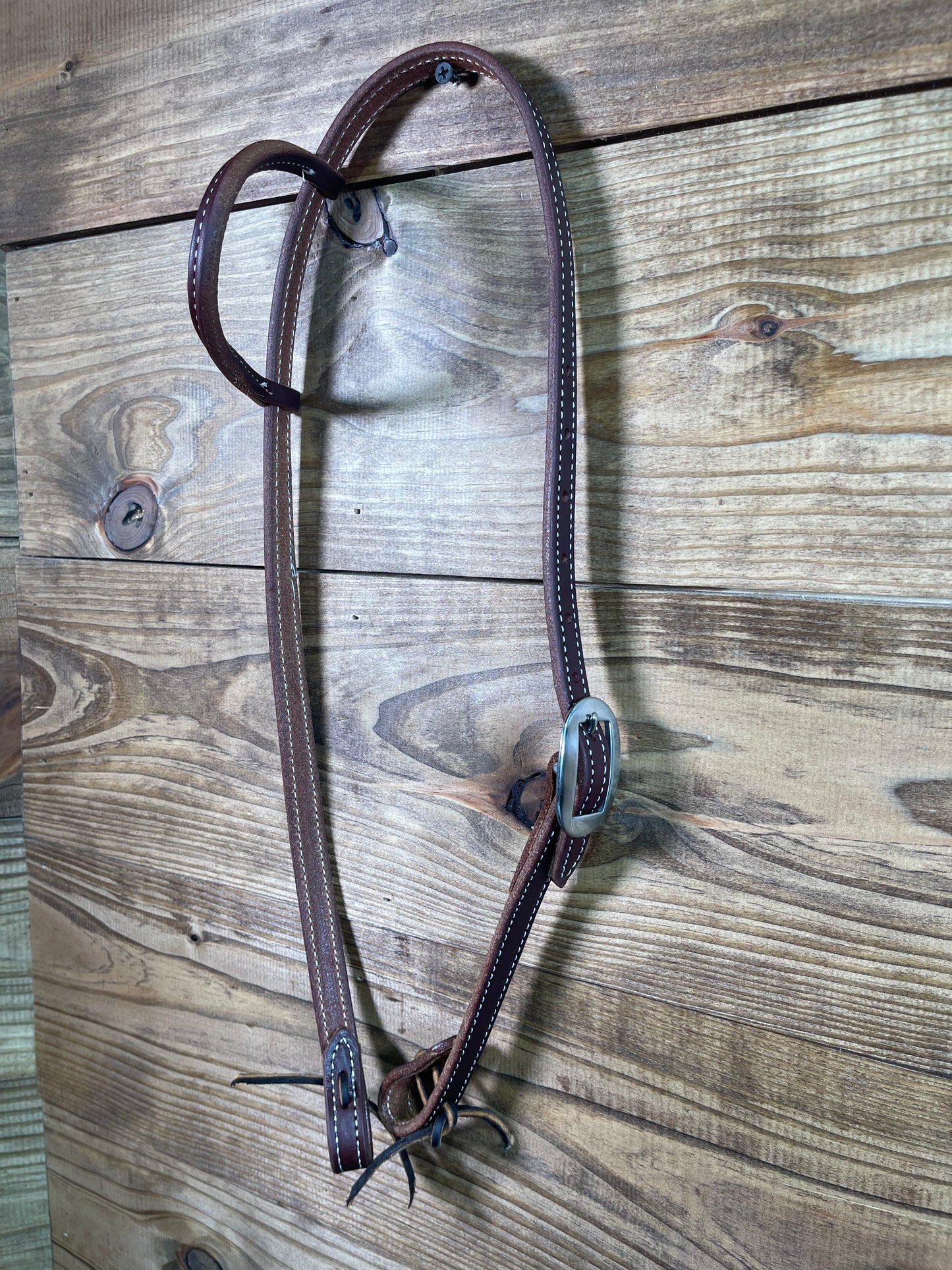 Dark Oil Double Stitched Slide Ear Headstall