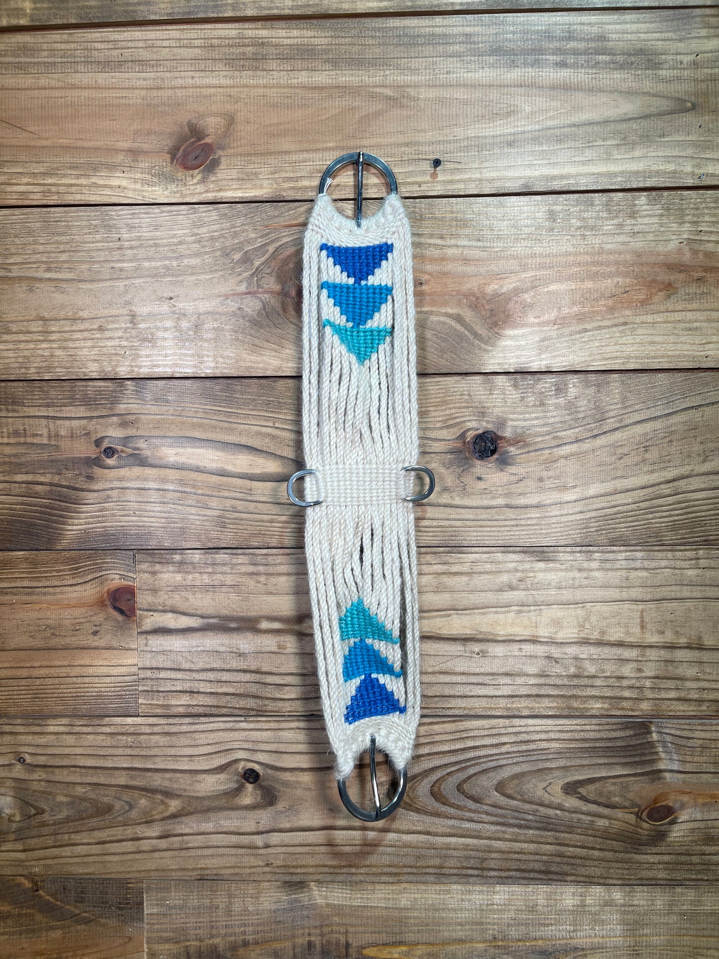 28" Hand Tied Mohair Cinch Blue Triangle