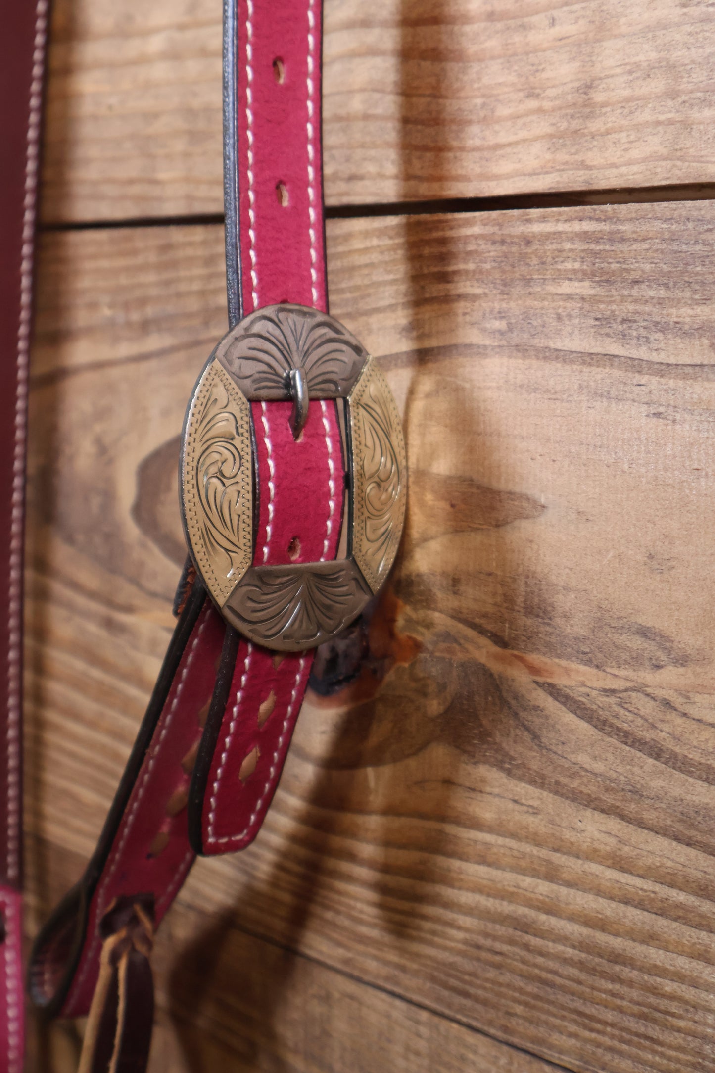 Hot Pink Buckstitch Split-Ear w/ Oval Buckle