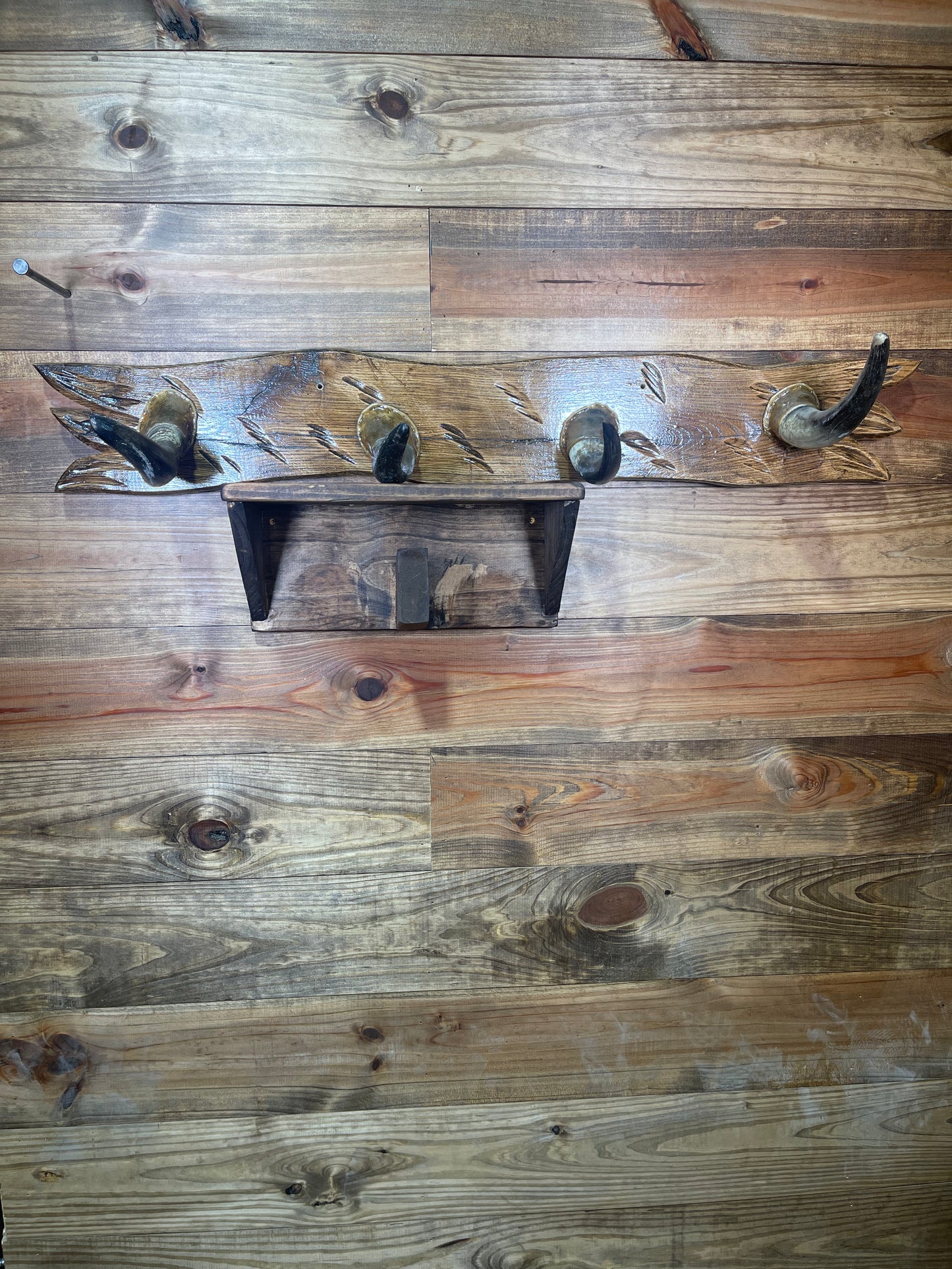 4 Horn Smaller Wooden Coat Wrack