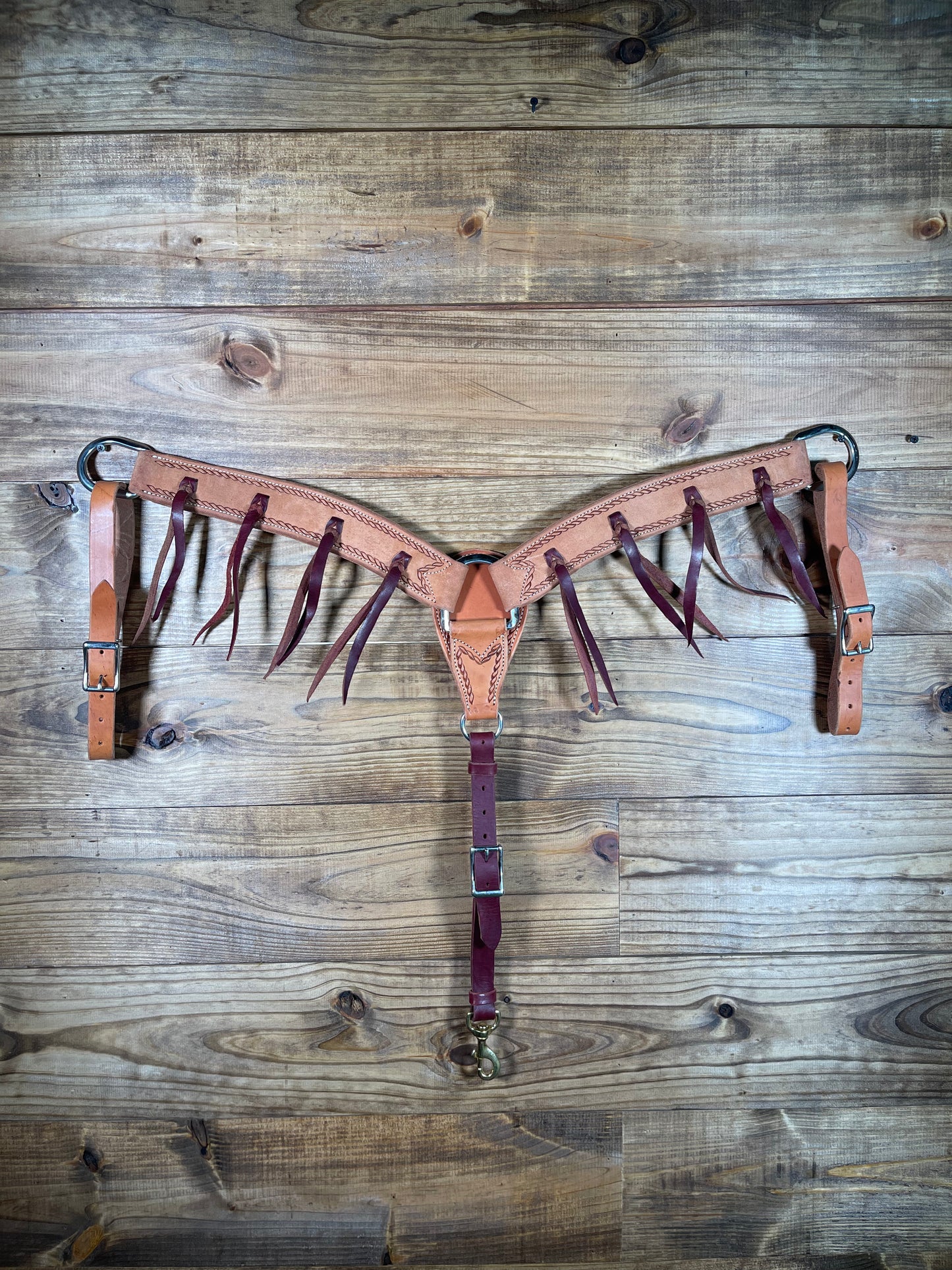 2" Roughout Breast Collar w/ Latigo Strings