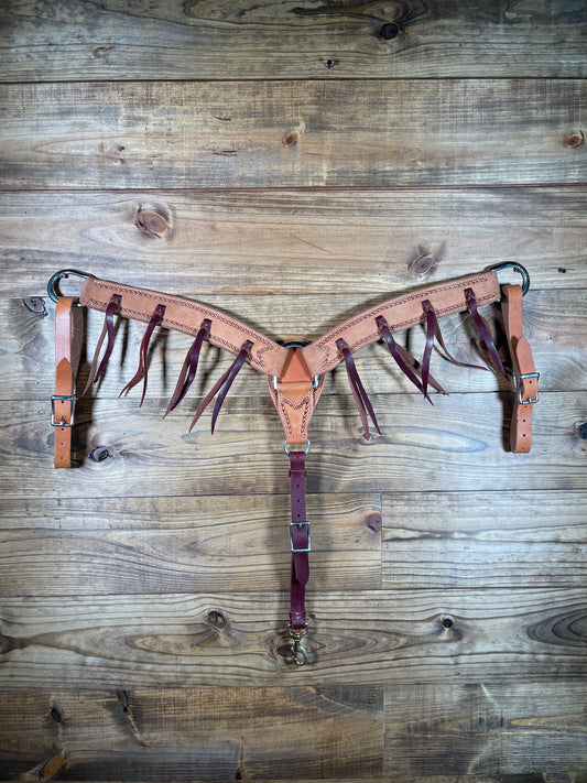 BC08 2" Roughout Breast Collar w/ Latigo Strings