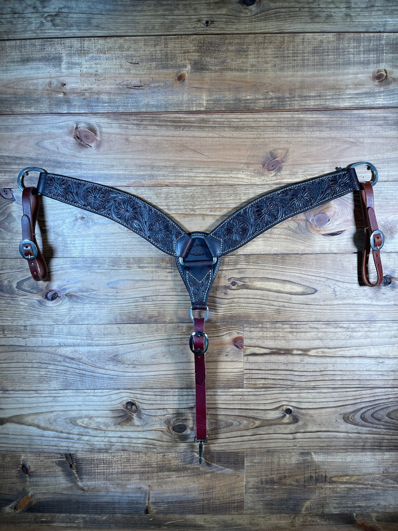 BC23 3" TWS Chocolate Tooled Breast Collar Tooling #19