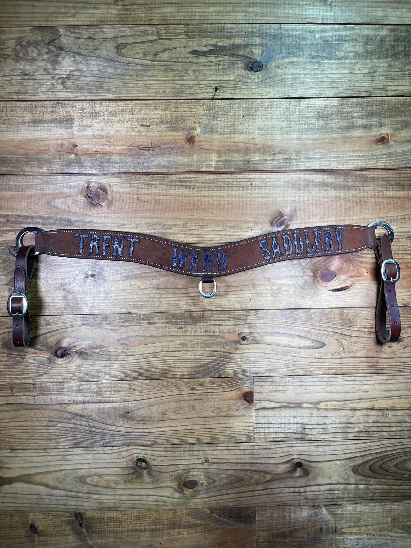 TC10 Trent Ward Saddlery Chocolate Roughout Purple Lettering