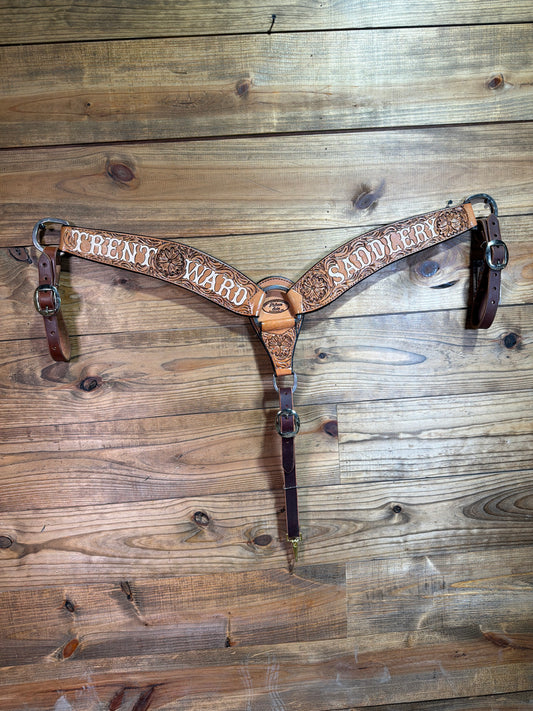 BC86 3" Antique Tooled TWS Breast Collar