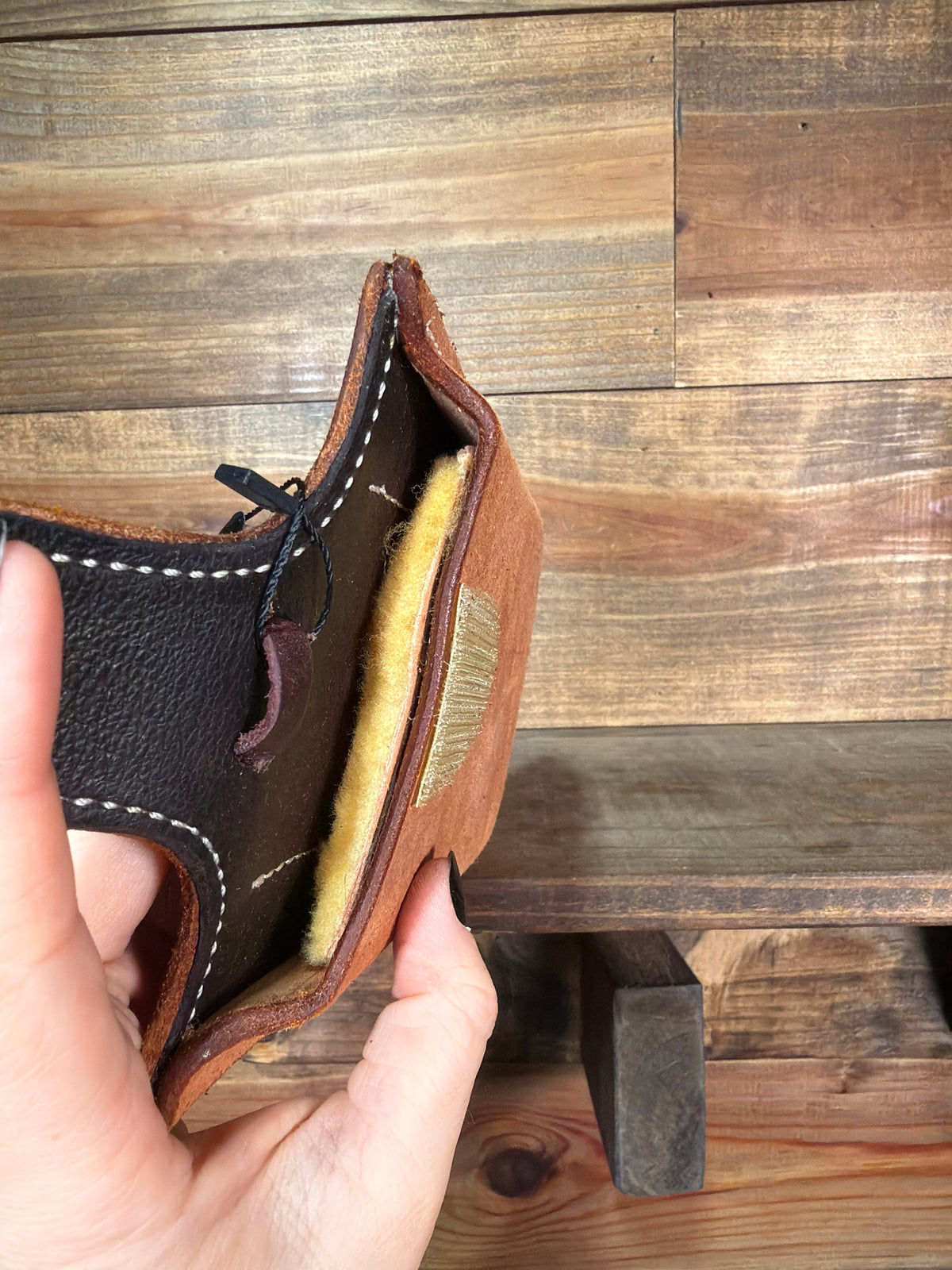 Natural Roughout Billet Phone Holder w/ Velcro Flap