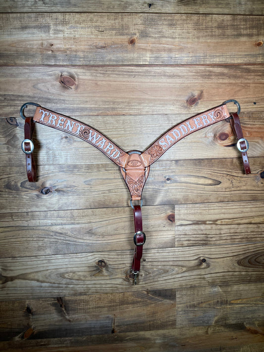BC17 2" Trent Ward Saddlery Breast Collar Tooling #19 Antique