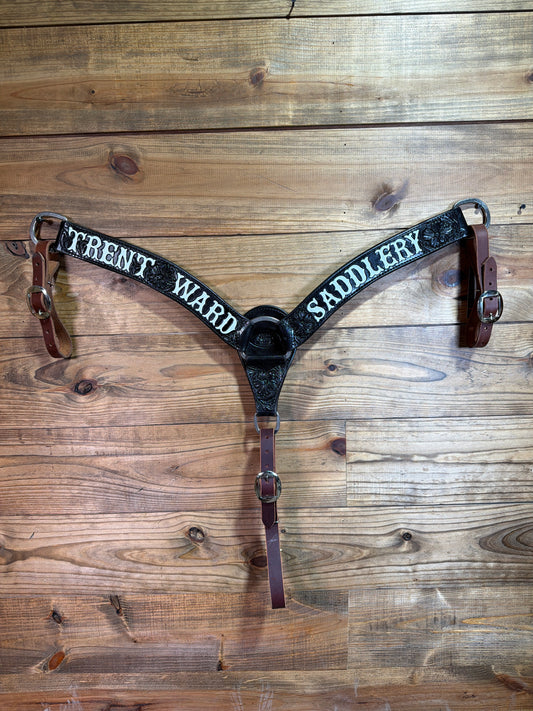 BC87 2" Black Dyed Tooled TWS Breast Collar