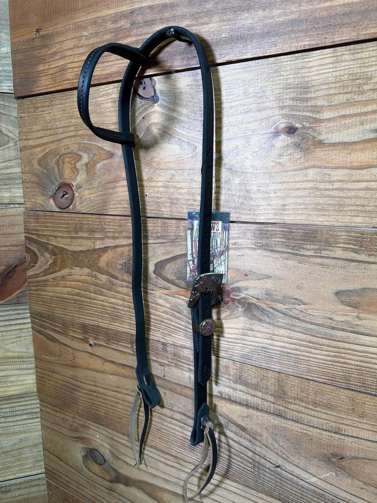Cheaney One Ear Headstall w/ Purple Flower