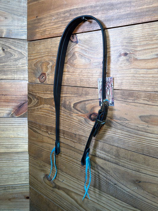 Cheaney Black Split Ear w/ Stainless Turq. & Copper Buckle