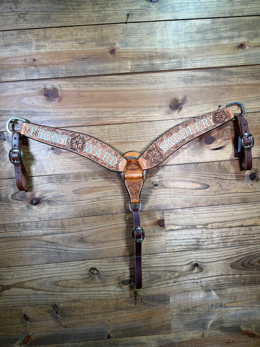 BC91 3" Antique Tooled TWS Breast Collar