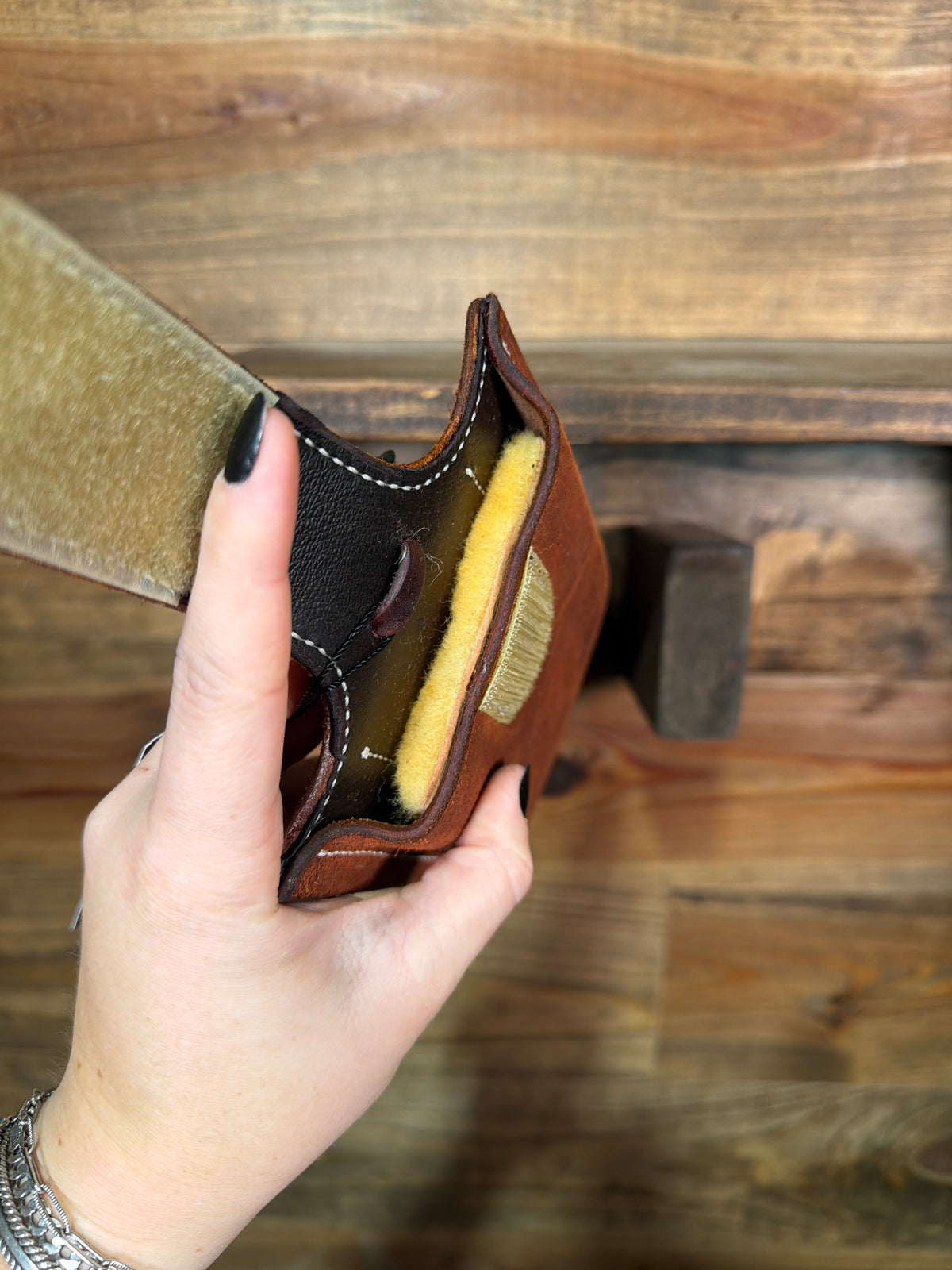 Chestnut Roughout Billet Phone Holder w/ Velcro Flap