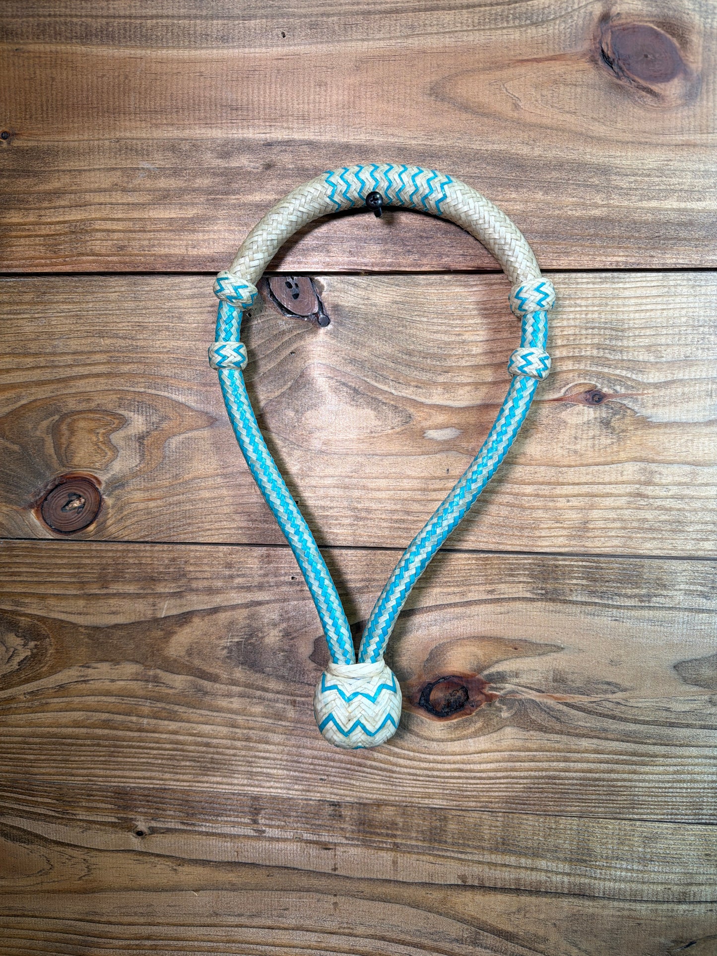 Rawhide Bosal Cream w/ Turquoise Lines
