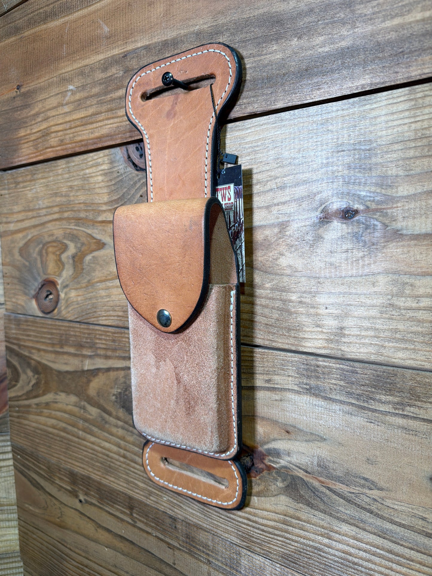 Billet Phone Holder Natural Slick/ Roughout Dyed Edges
