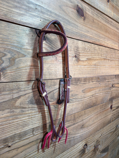Roughout One Ear Hot Pink Buckstitch Headstall