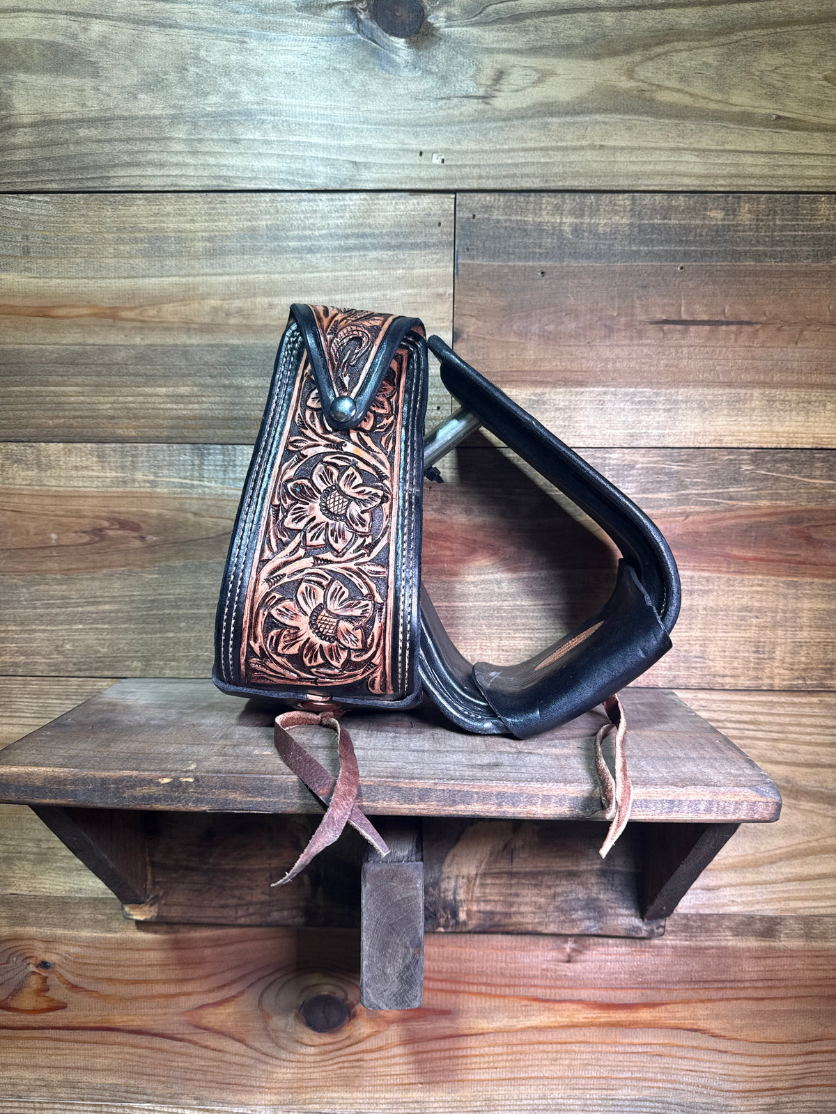 #26 Black Dyed Tooled Stirrup
