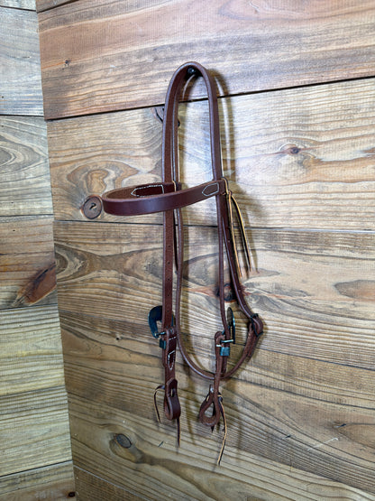 Oiled Browband w/ Silver Flower & Copper