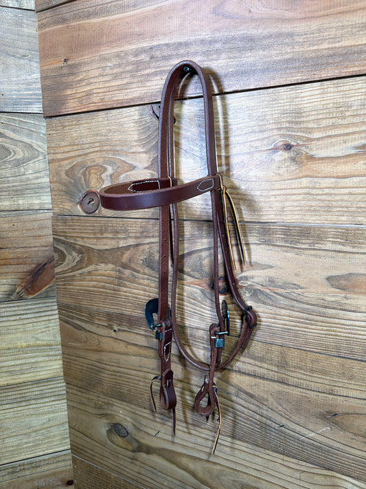 Oiled Browband w/ Silver Flower & Copper