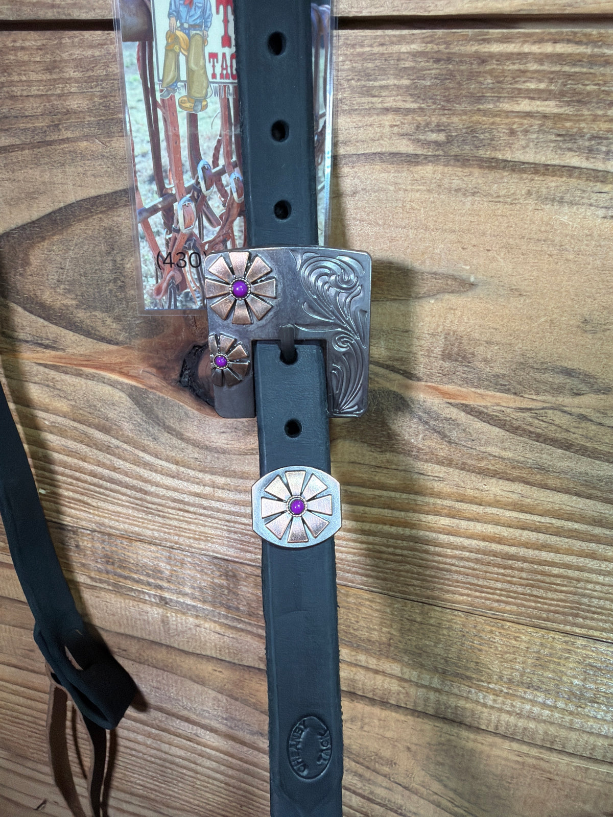 Cheaney One Ear Headstall w/ Purple Flower