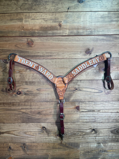 3 Piece 2" Tooled Breast Collar w/ TWS