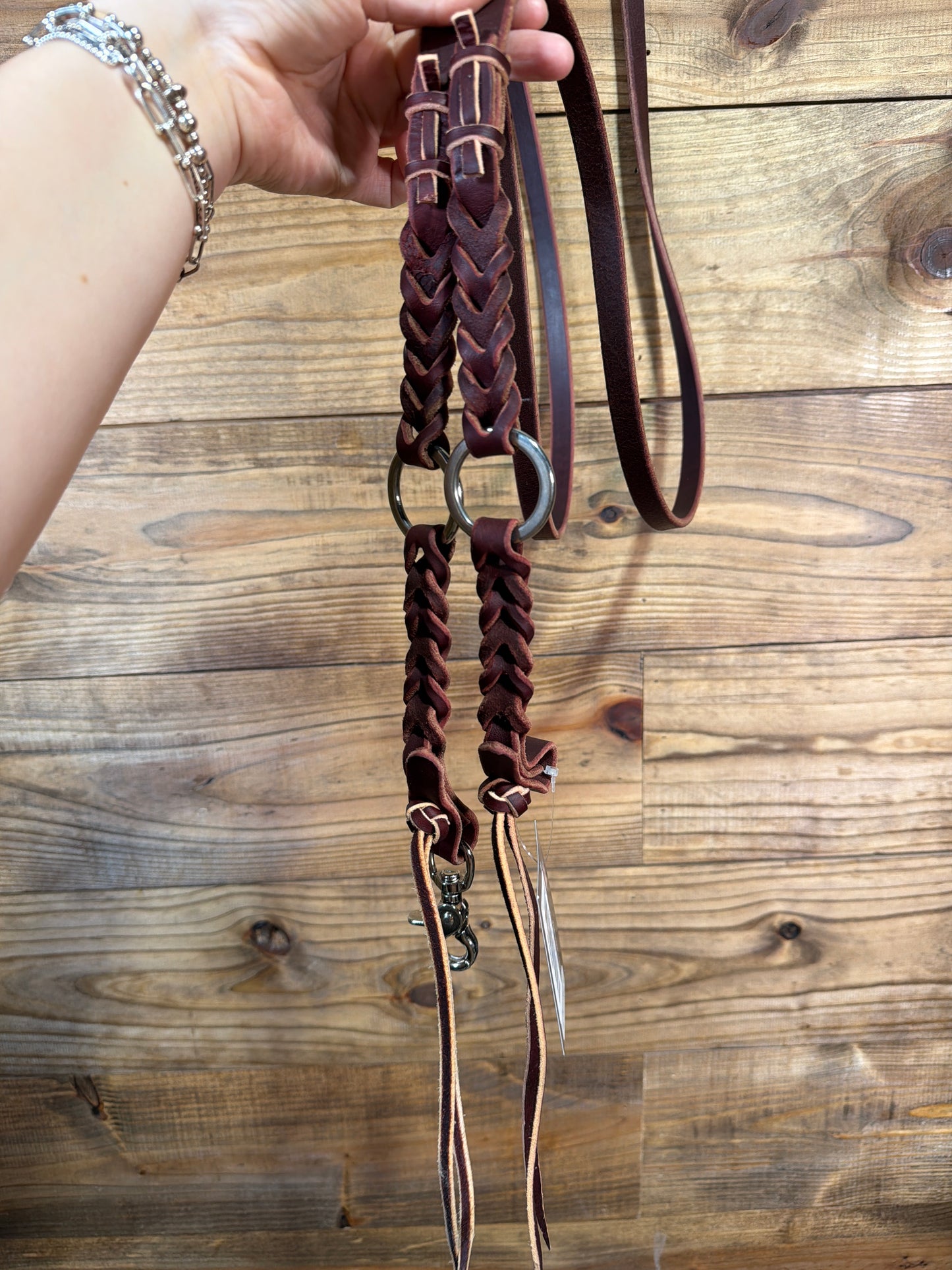 7085BUR Burgundy Blood Heart Ring Roping Rein 5/8"