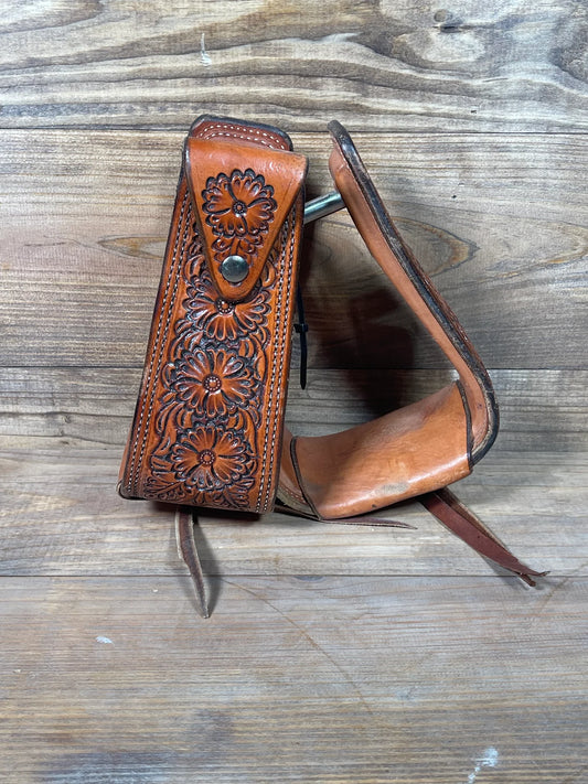 Stirrups Tooled #4 Antique