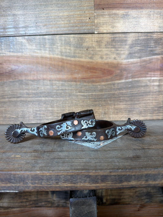 Youth Brown Spurs w/ Mounted Flowers