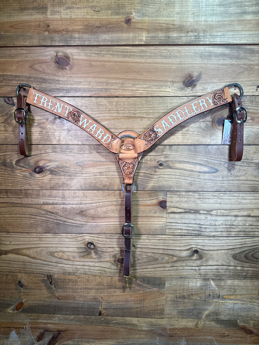 BC118 TWS 2" Antique Floral Tooled Breast Collar