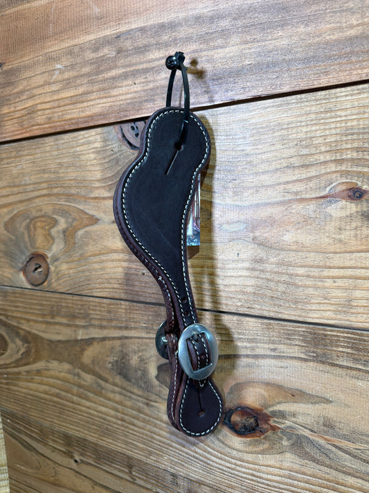 Mens Oiled Latigo Shaped Stitched Spur Straps