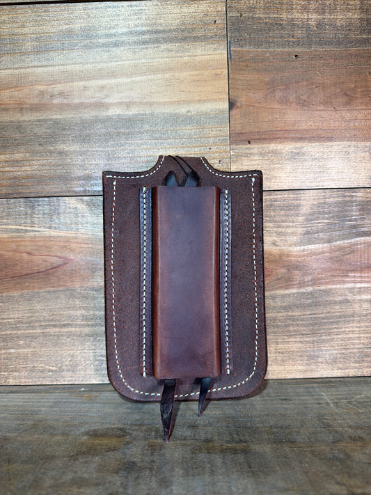 Chocolate Roughout Billet Phone Holder w/ Velcro Flap
