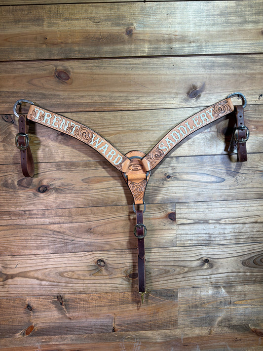 BC83 2" Antique Tooled TWS Breast Collar