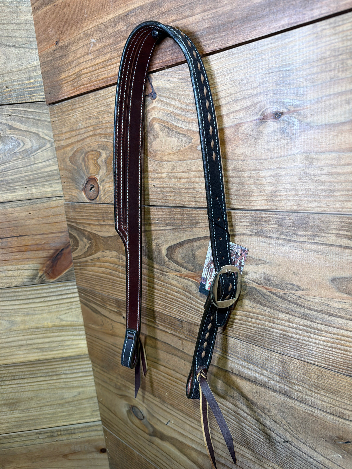 Black Roughout w/ Tan Buckstitch Split Ear Headstall