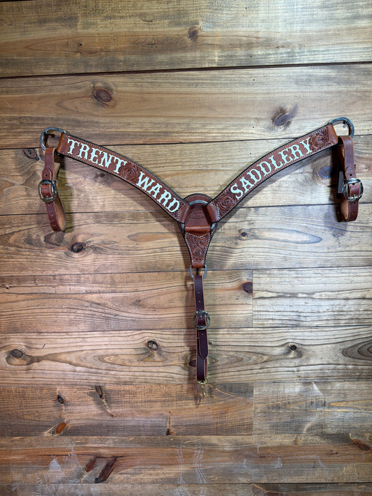 BC89 2" Dark Oil Tooled TWS Breast Collar